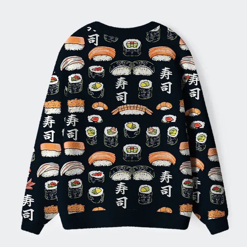 Tokyo-Tiger Delicious Sushi Ugly Cardigan Sweater