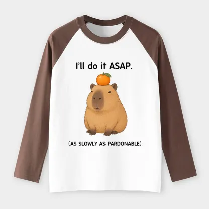 Tokyo-Tiger Slow Task Capybara Meme Raglan Long Sleeve T-shirt