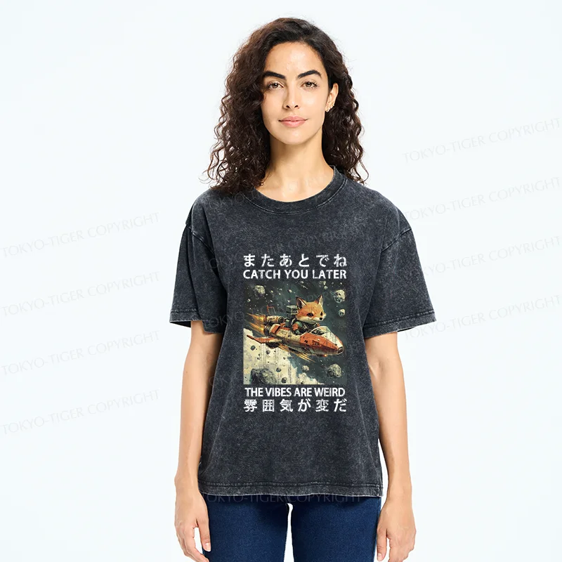 Tokyo-Tiger Fox Astronaut Washed T-Shirt
