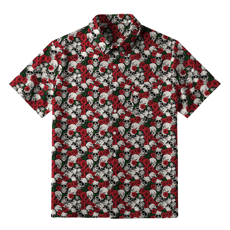 Tokyo-Tiger Gothic Skulls And Roses Button-up Shirt