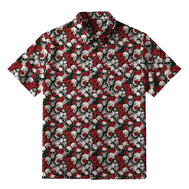Tokyo-Tiger Gothic Skulls And Roses Button-up Shirt Sale