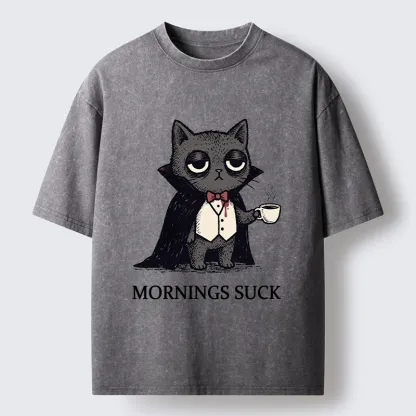 Tokyo-Tiger Funny Night Cat Meme Washed T-Shirt