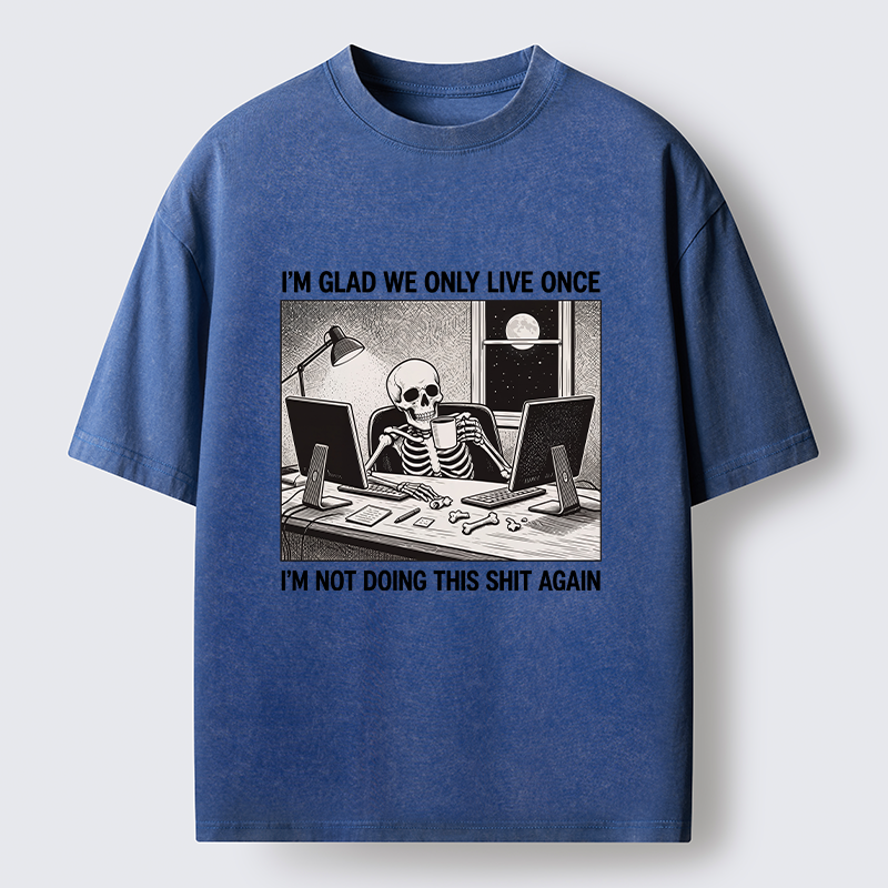 Tokyo-Tiger Funny Skeleton Coffee Break Meme Washed T-Shirt