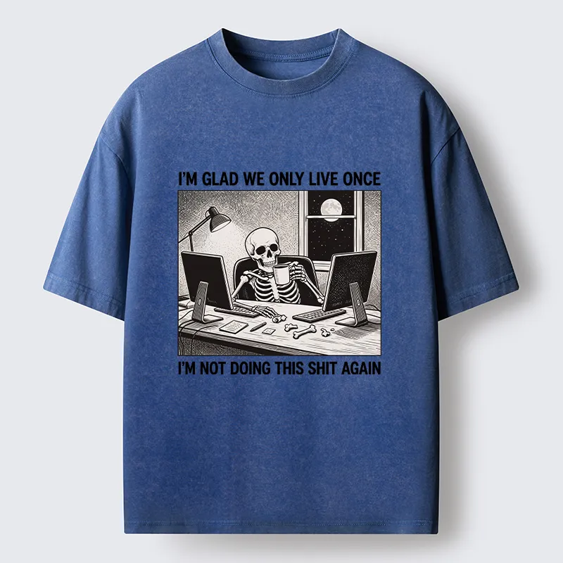 Tokyo-Tiger Funny Skeleton Coffee Break Meme Washed T-Shirt