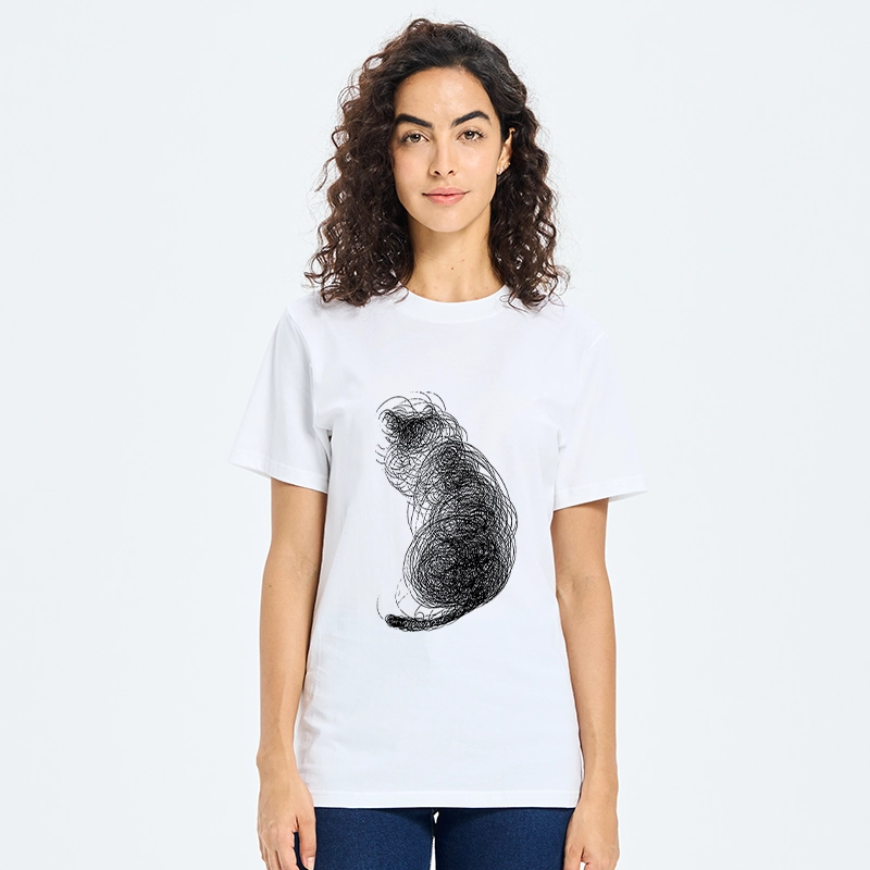 Tokyo-Tiger Chaotic Line Art Of A Curled Cat Classic T-Shirt