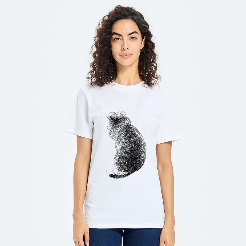 Tokyo-Tiger Chaotic Line Art Of A Curled Cat Classic T-Shirt