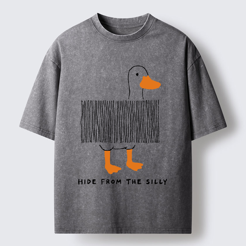 Tokyo-Tiger Funny Hiding Goose Meme Washed T-Shirt
