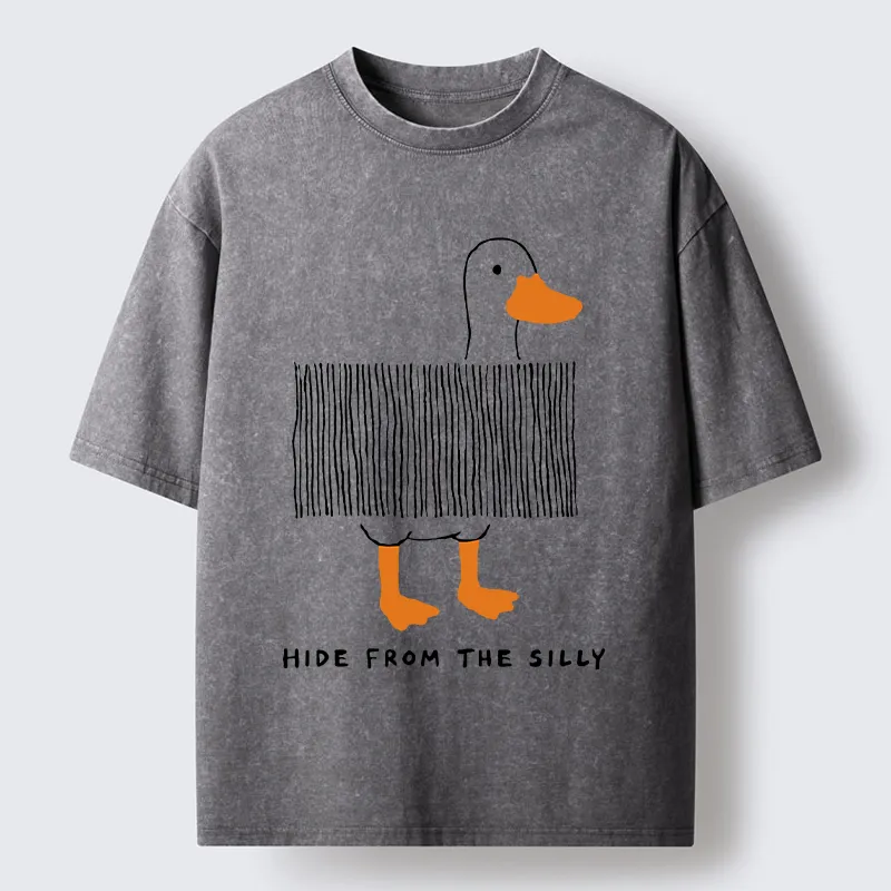 Tokyo-Tiger Funny Hiding Goose Meme Washed T-Shirt