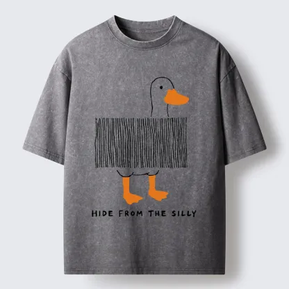 Tokyo-Tiger Funny Hiding Goose Meme Washed T-Shirt