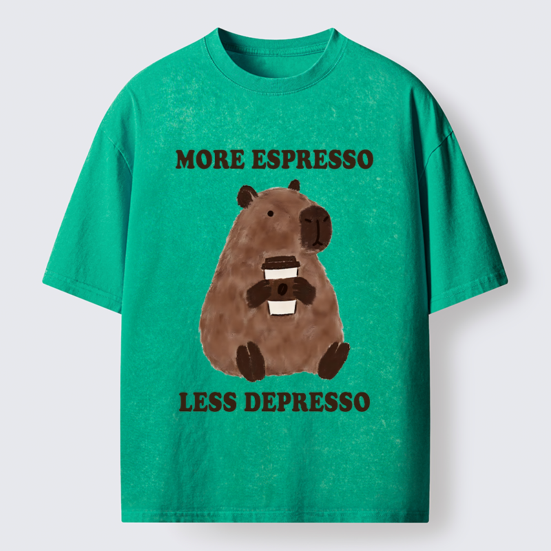 Tokyo-Tiger Coffee Capybara Art Washed T-Shirt