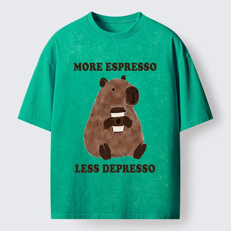 Tokyo-Tiger Coffee Capybara Art Washed T-Shirt