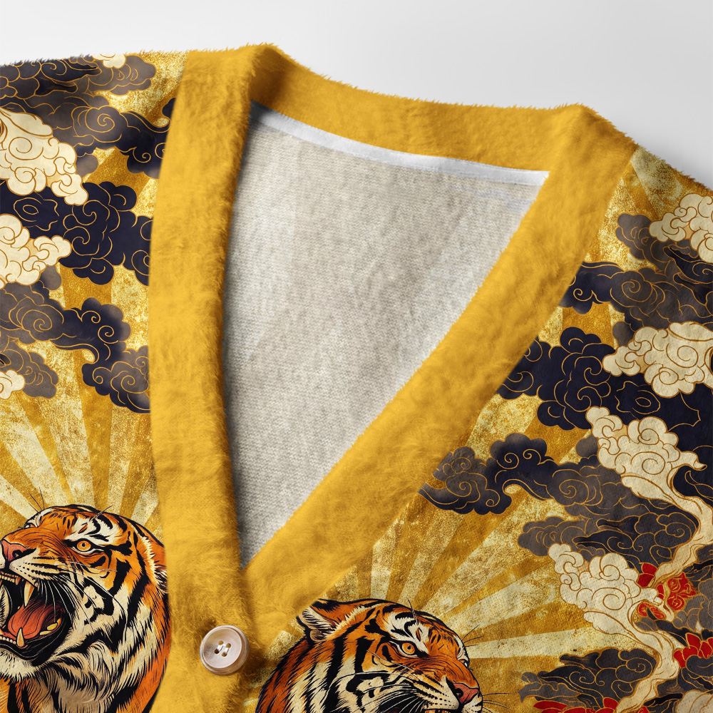 Tokyo-Tiger Majestic Tiger Of Radiance Ugly Cardigan Sweater