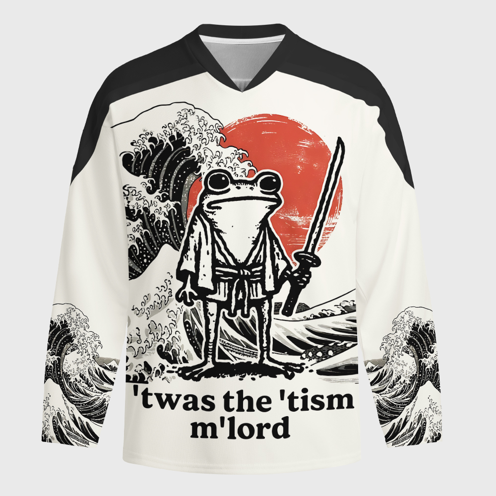 Tokyo-Tiger Focused Samurai Frog Long-Sleeve Hockey Jersey