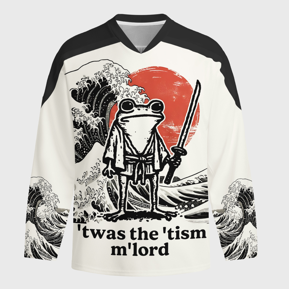 Tokyo-Tiger Focused Samurai Frog Long-Sleeve Hockey Jersey