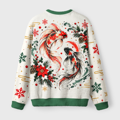 Tokyo-Tiger Christmas Koi Winter Art Fuzzy Christmas Ugly Sweatshirt