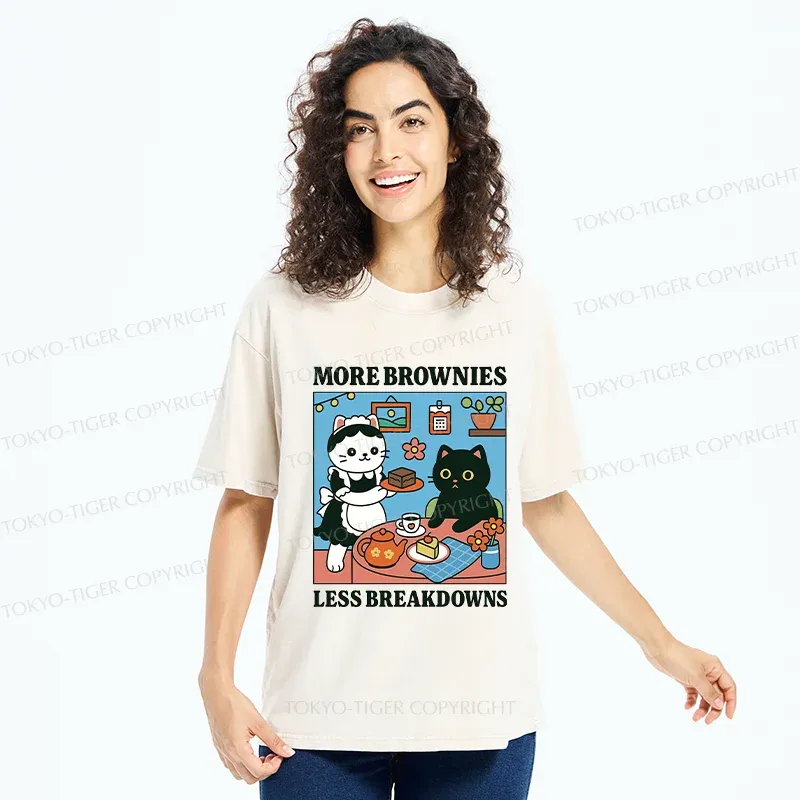 Tokyo-Tiger Cat Dessert Shop Washed T-Shirt