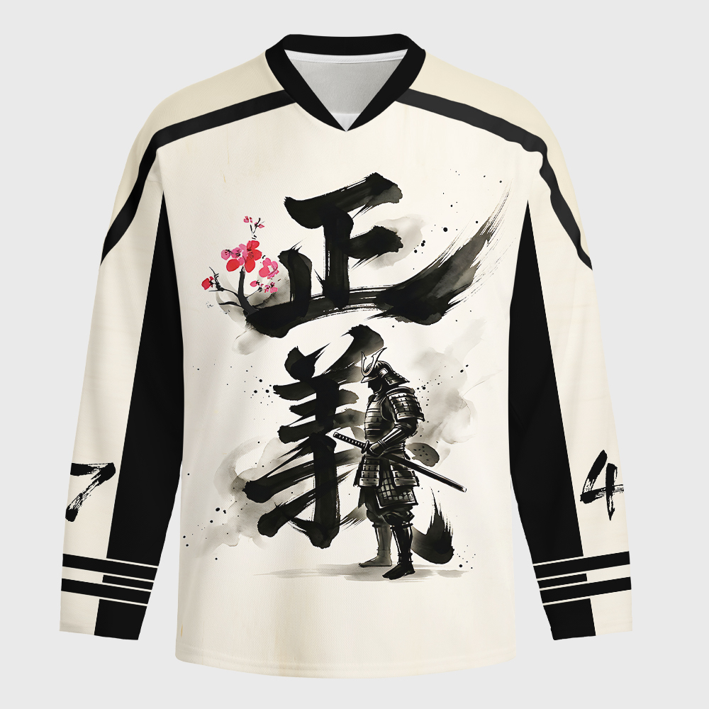 Tokyo-Tiger Justice Kanji Long-Sleeve Hockey Jersey Sale