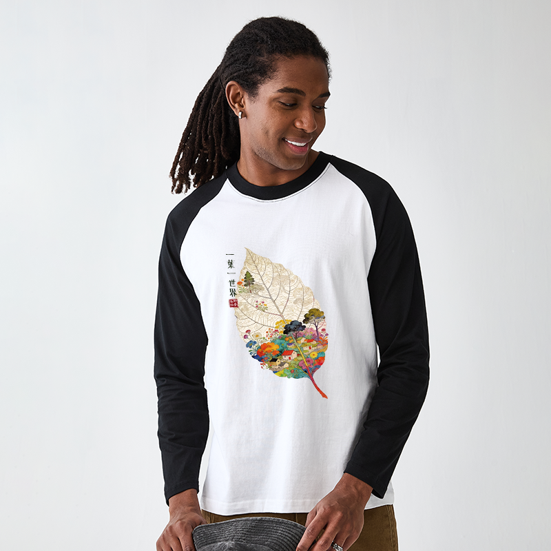 Tokyo-Tiger One Leaf Holds A Tiny Colorful World Raglan Long Sleeve T-shirt