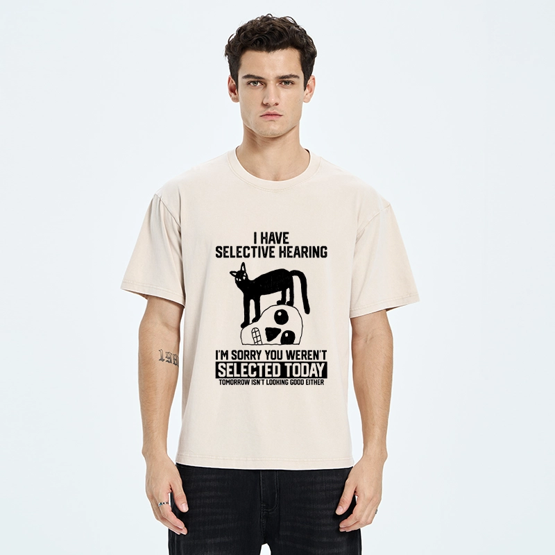 Tokyo-Tiger Cat Selective Hearing Funny Meme Washed T-Shirt