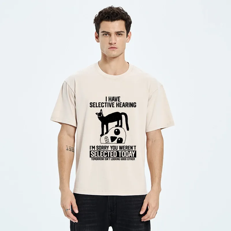 Tokyo-Tiger Cat Selective Hearing Funny Meme Washed T-Shirt