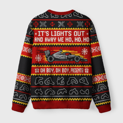 Tokyo-Tiger Festive Lights Out Racing Fuzzy Christmas Ugly Sweatshirt