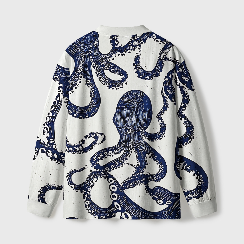 Tokyo-Tiger Ocean Octopus Eco-Friendly Long Sleeve T-Shirt