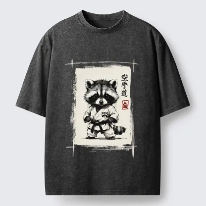 Tokyo‑Tiger Karate Raccoon Washed T‑Shirt