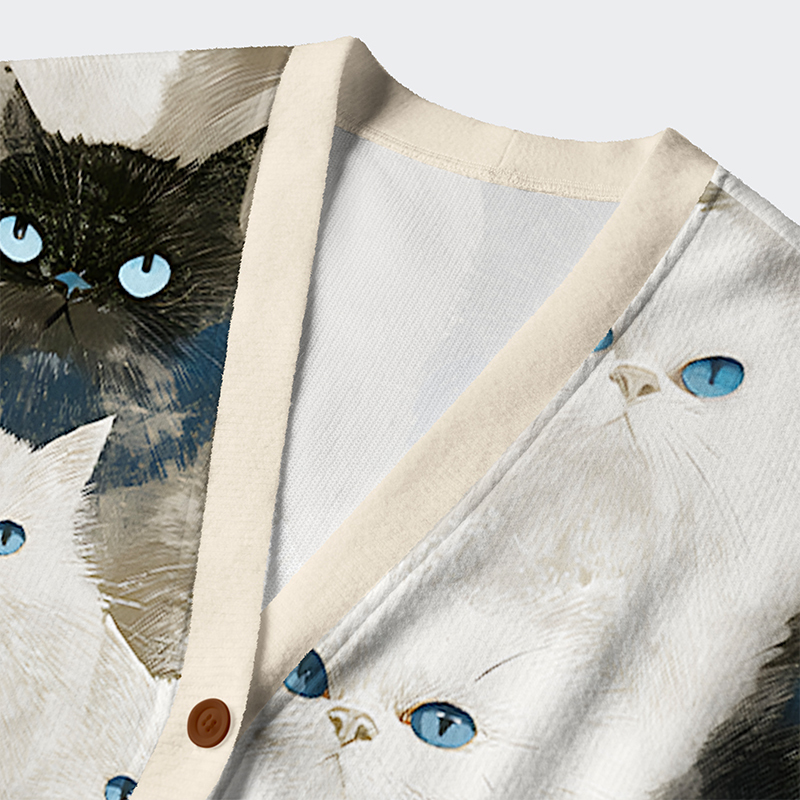 Tokyo-Tiger Clouds, But Make Them Cats Ugly Cardigan Sweater