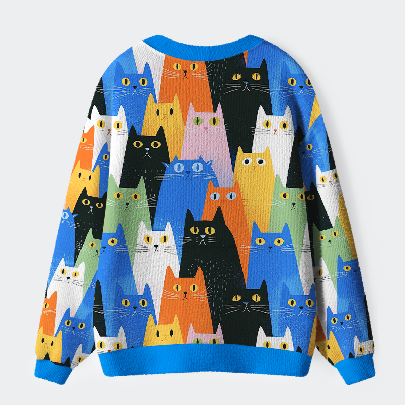 Tokyo-Tiger Colorful Cat Parade Ugly Cardigan Sweater