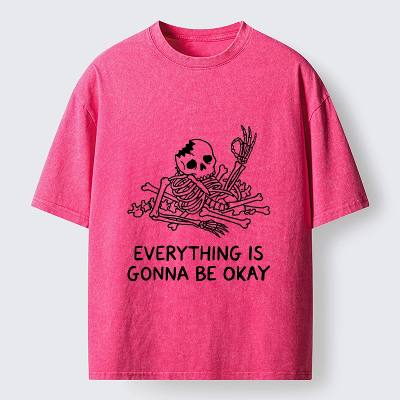Tokyo‑Tiger Funny Skeleton Vibe Washed T‑Shirt