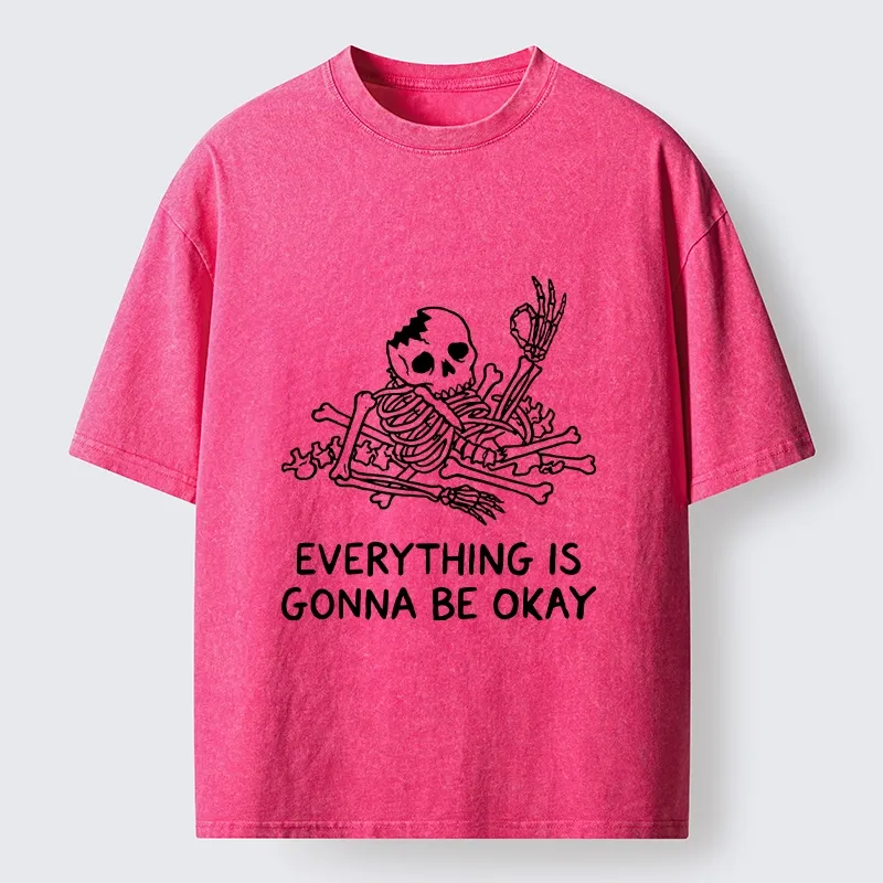 Tokyo‑Tiger Funny Skeleton Vibe Washed T‑Shirt
