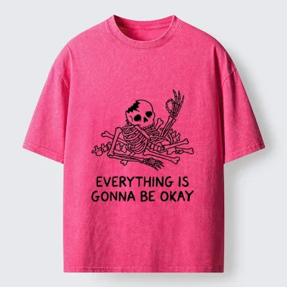 Tokyo‑Tiger Funny Skeleton Vibe Washed T‑Shirt