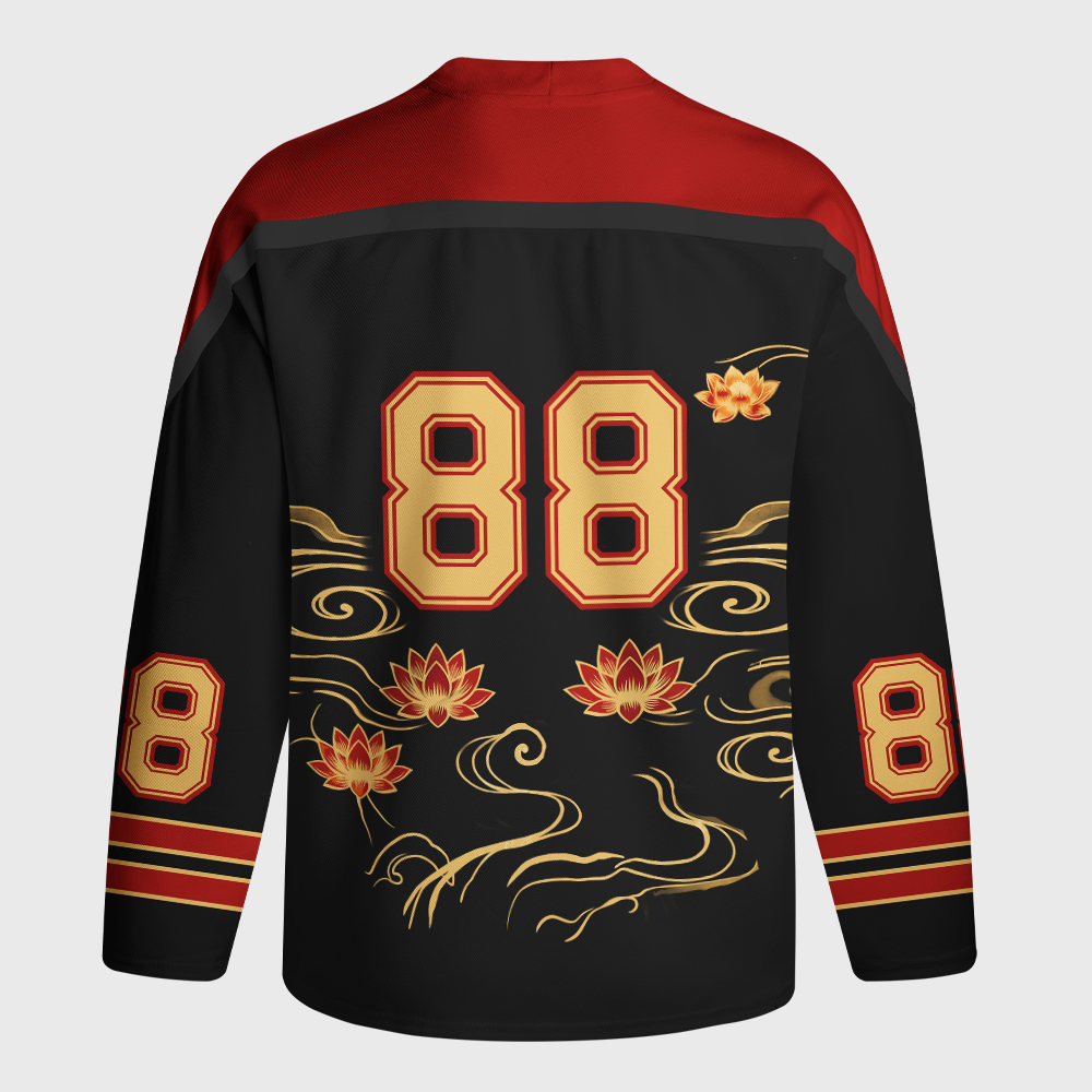 Tokyo-Tiger Elegant Koi Fish Watercolor Art Long-Sleeve Hockey Jersey