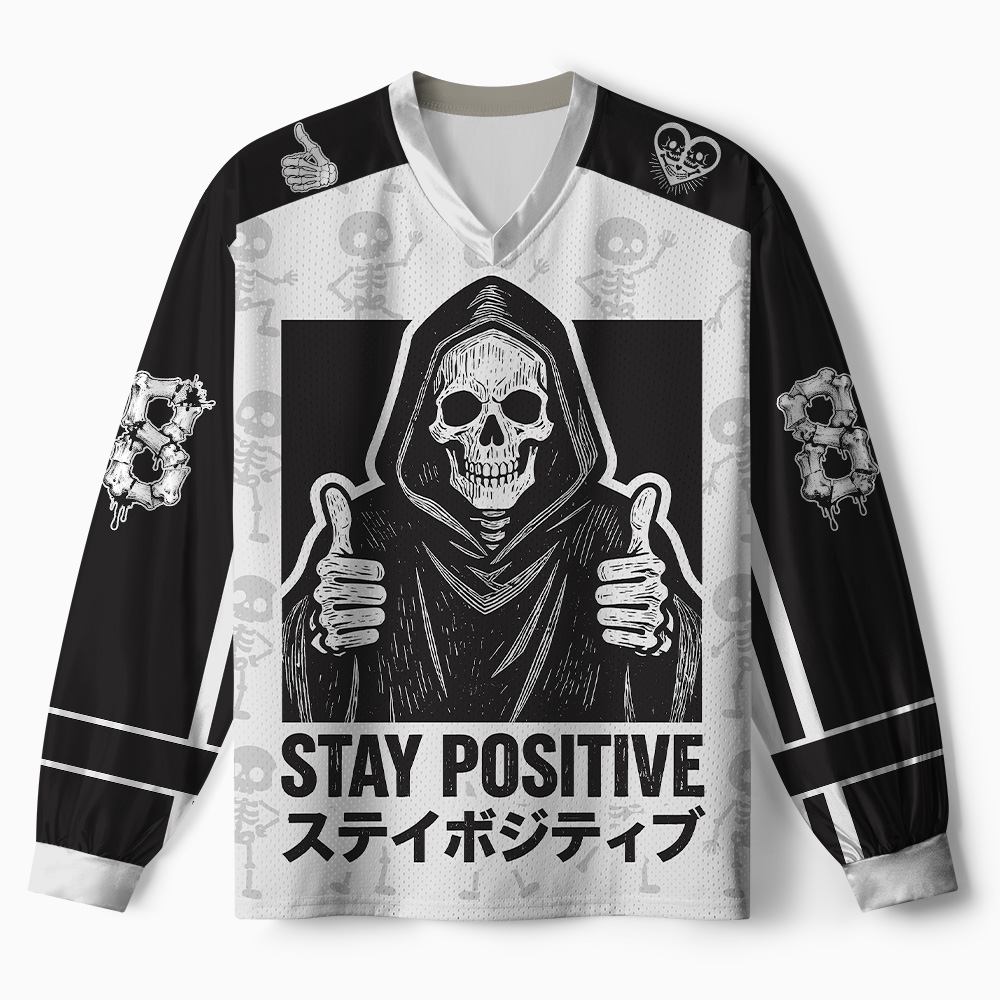 Tokyo-Tiger Stay Positive Skull Paneled Long Sleeve Jersey