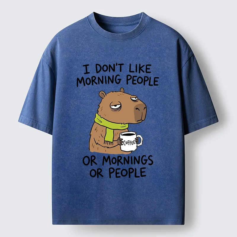 Tokyo-Tiger Funny Tired Morning Capybara Meme Washed T-Shirt