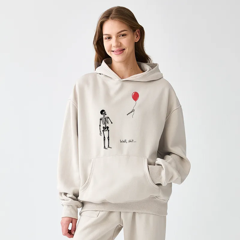Tokyo-Tiger Skeleton Balloon Meme Adult Fleece Hoodie