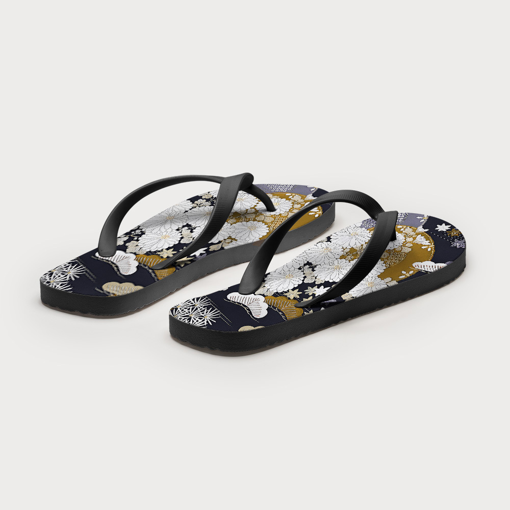 Tokyo-Tiger Japanese Floral Collection Flip Flops