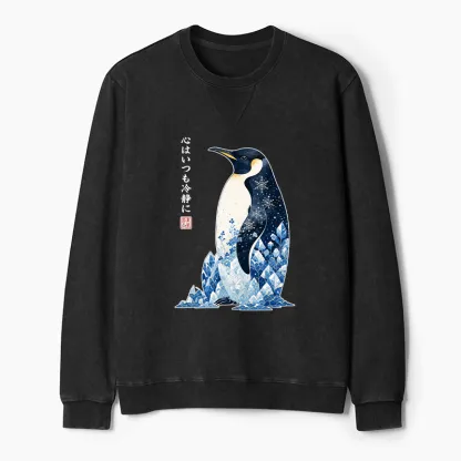Tokyo-Tiger Keep Calm Penguin Washed Terry Sweatshirt