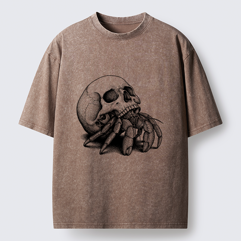 Tokyo-Tiger Skull Crab Meme Washed T-Shirt