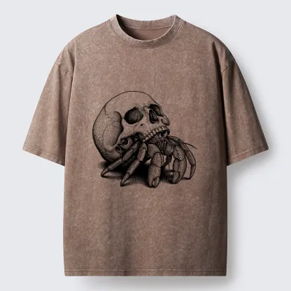 Tokyo-Tiger Skull Crab Meme Washed T-Shirt
