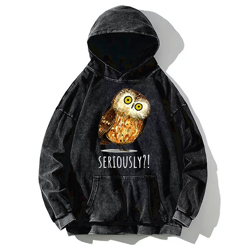 Tokyo-Tiger Seriously Confused Owl Meme Art Washed Hoodie