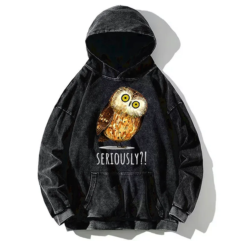 Tokyo-Tiger Seriously Confused Owl Meme Art Washed Hoodie