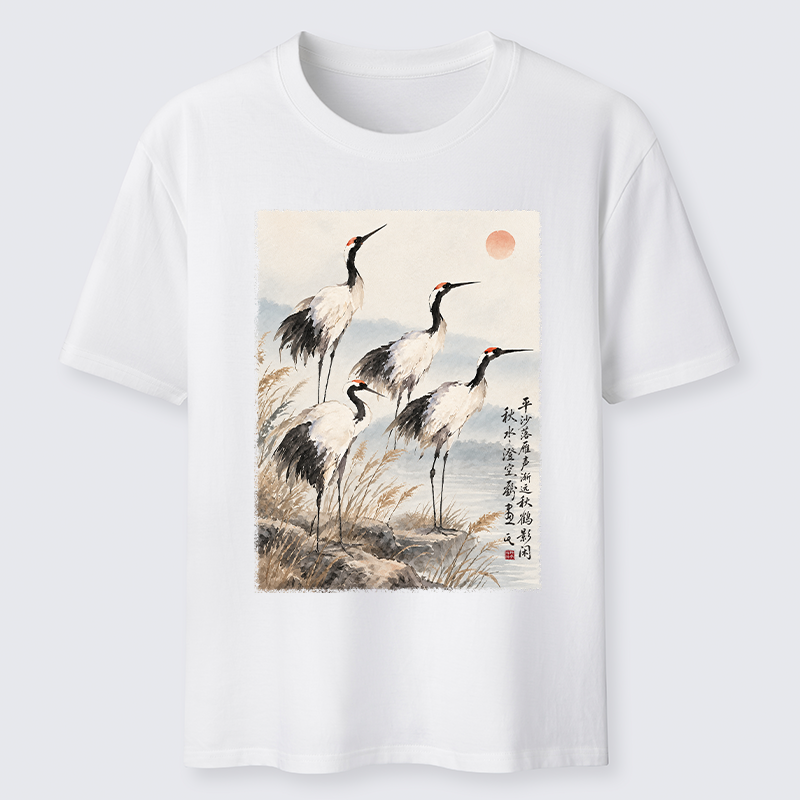 Tokyo-Tiger Vintage Oriental Crane Art Classic T-Shirt