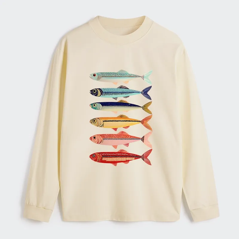 Tokyo‑Tiger Colorful Fish Stack Classic Long Sleeve T-Shirt