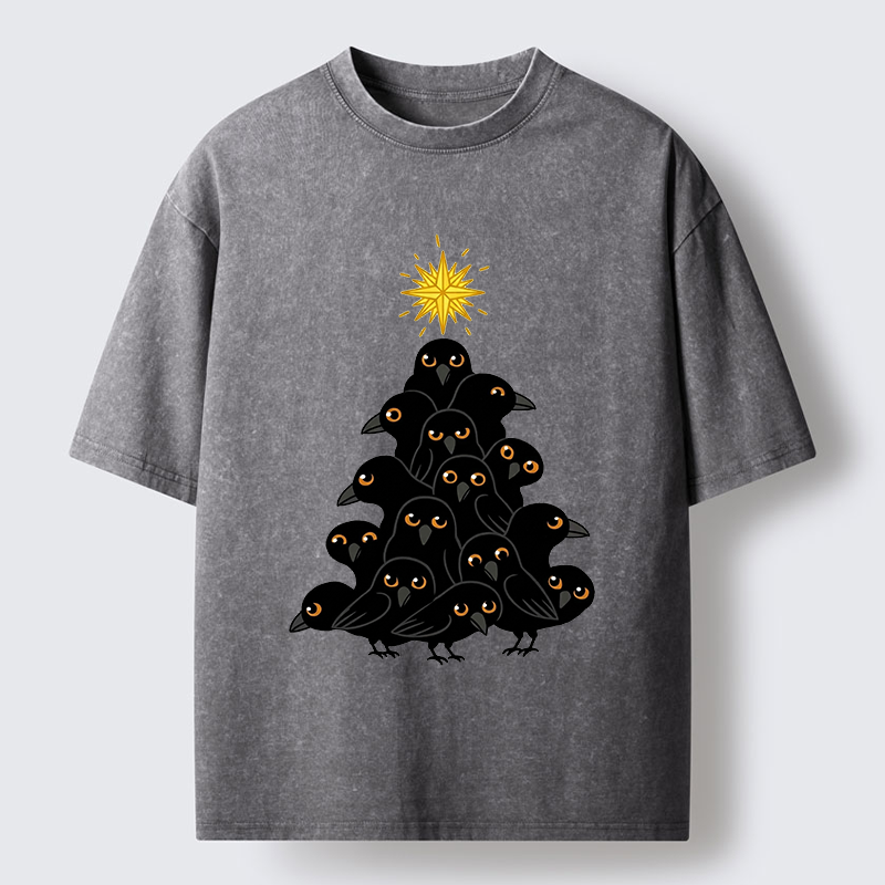 Tokyo-Tiger Crow Christmas Tree Washed T-Shirt