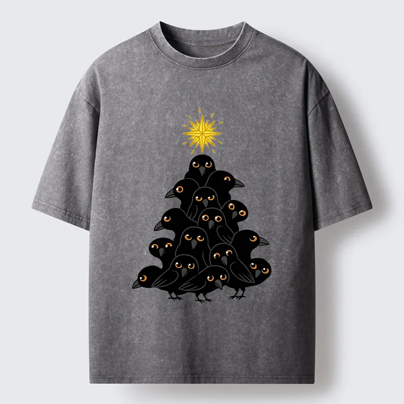 Tokyo-Tiger Crow Christmas Tree Washed T-Shirt