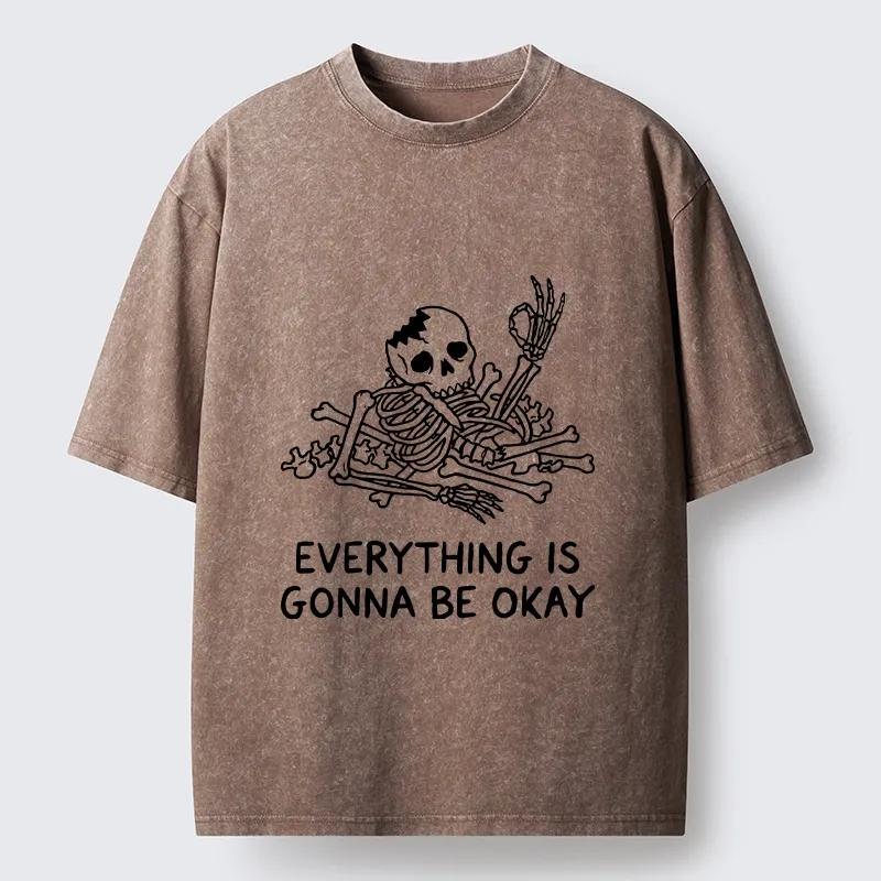 Tokyo‑Tiger Funny Skeleton Vibe Washed T‑Shirt