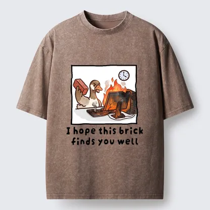 Tokyo-Tiger Office Angry Duck Graphic Washed T-Shirt