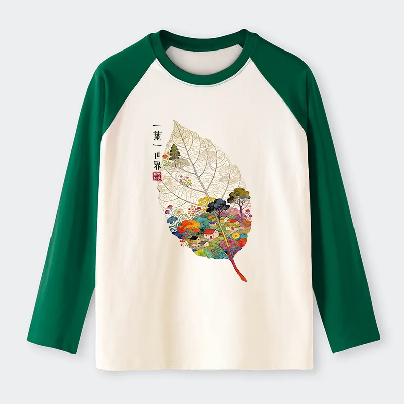 Tokyo-Tiger One Leaf Holds A Tiny Colorful World Raglan Long Sleeve T-shirt