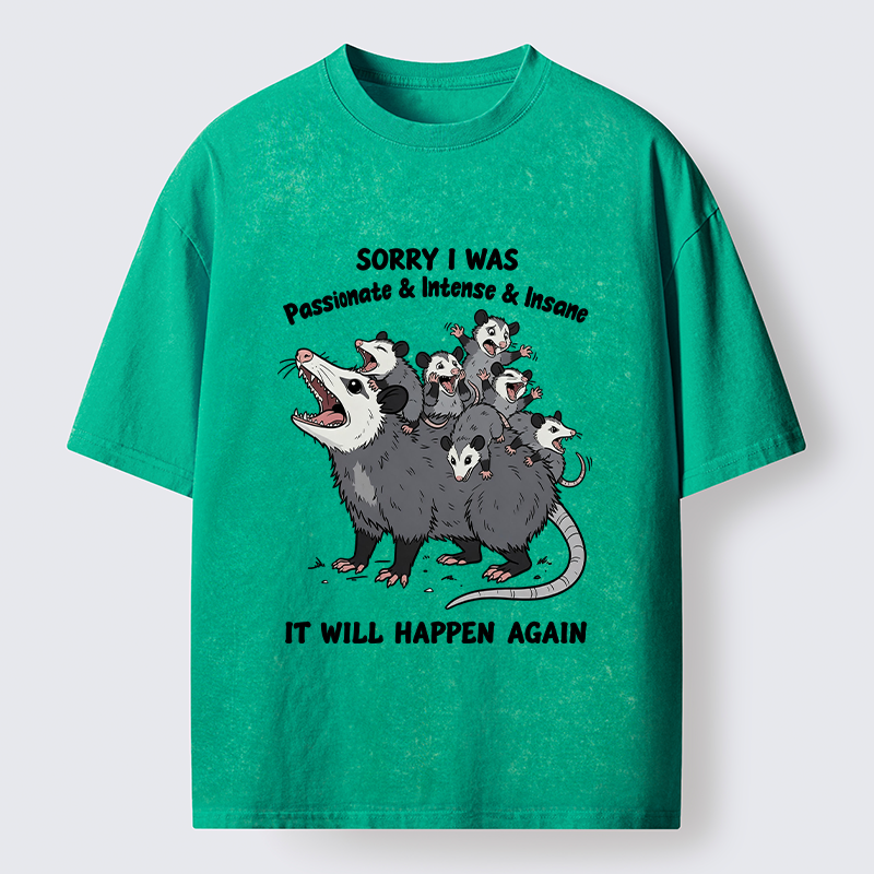 Tokyo-Tiger Crazy Opossum Crew Meme Washed T-Shirt